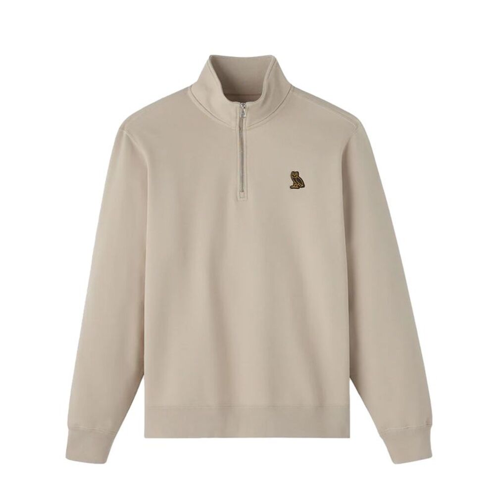 Brave Soul Mens Quarter Zip Sweatshirt / Light Stone